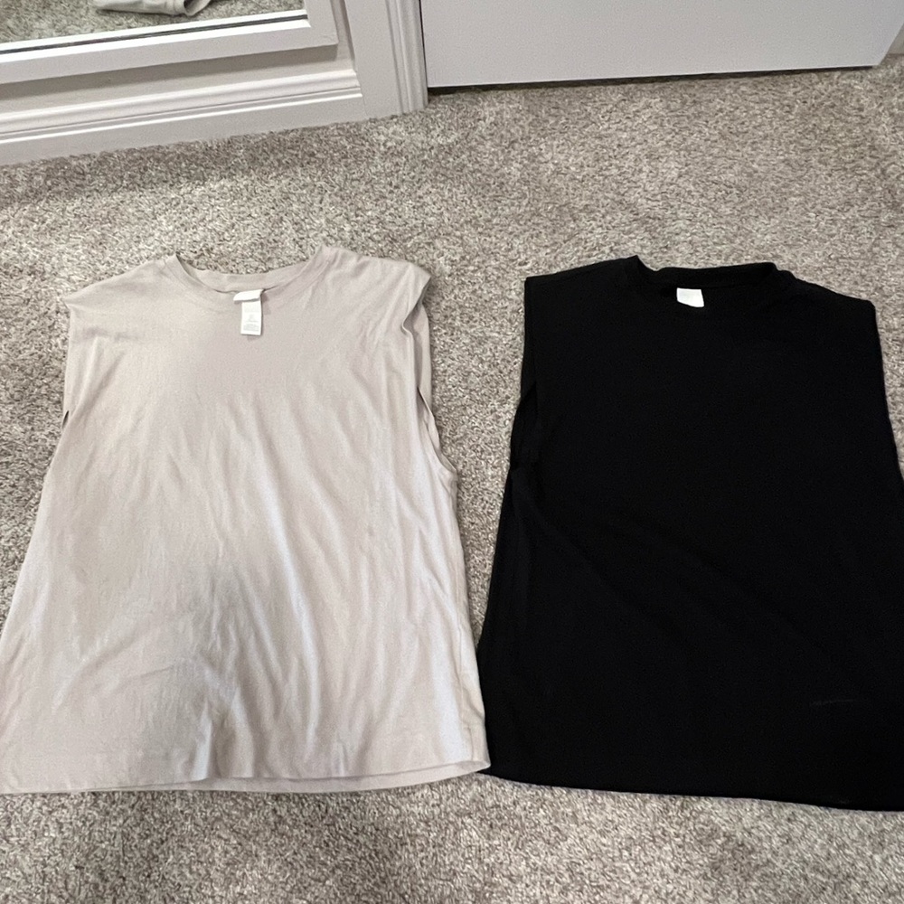 TWO H&M cap shoulder, low cut on side tank tops